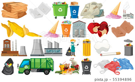 Collection of pillution themed objects 55394896