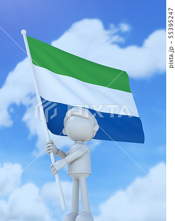 国旗を掲げるシエラレオネのスポーツ選手 国旗を掲げるシエラレオネのスポーツ選手 55395247
