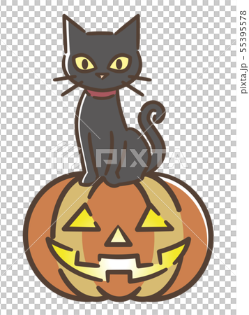 ハロウィン ジャックオランタンと黒猫のイラスト素材 [55395578] - PIXTA