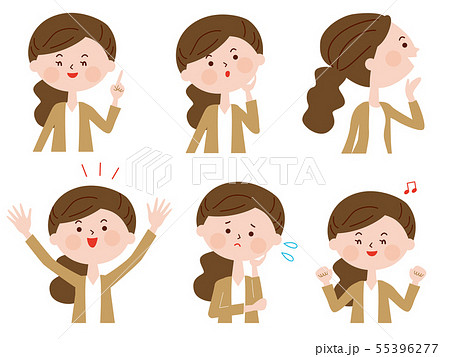 女の子 表情とポーズのバリエーションのイラスト素材