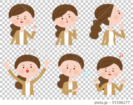 女の子 表情とポーズのバリエーションのイラスト素材