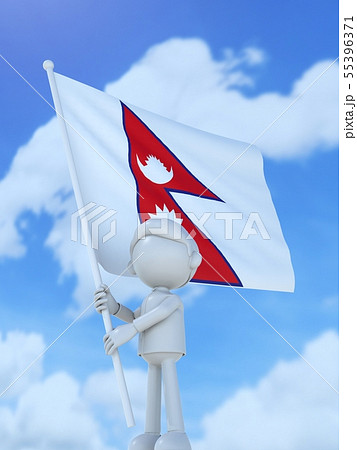 国旗を掲げるネパールのスポーツ選手のイラスト素材