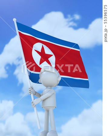 国旗を掲げる北朝鮮のスポーツ選手 国旗を掲げる北朝鮮のスポーツ選手 55396575