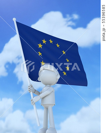 欧州連合の旗を掲げるスポーツ選手のイラスト素材