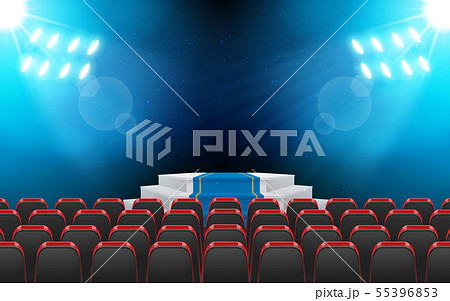 chairs and stage with spotlight in the hall chairs and stage with spotlight in the hall 55396853