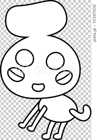 怪物 モンスター かわいい 奇妙な キャラクター イラスト モノクロのイラスト素材