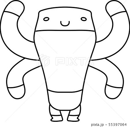怪物 モンスター かわいい 奇妙な キャラクター イラスト モノクロ 怪物 モンスター かわいい 奇妙な キャラクター イラスト モノクロ 55397064