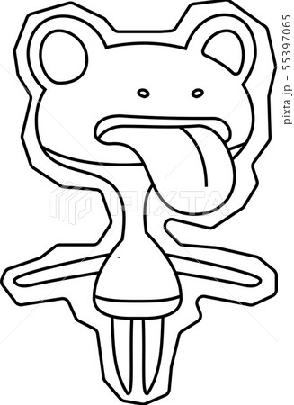 怪物 モンスター かわいい 奇妙な キャラクター イラスト モノクロ 55397065