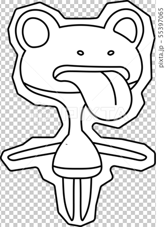 怪物 モンスター かわいい 奇妙な キャラクター イラスト モノクロ 55397065