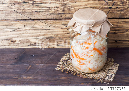 Homemade sauerkraut with carrots and cranberries Homemade sauerkraut with carrots and cranberries 55397375