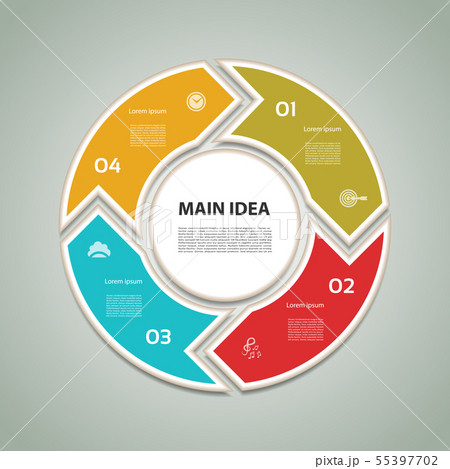 Cyclic diagram with four steps and icons. eps 10 Cyclic diagram with four steps and icons. eps 10 55397702