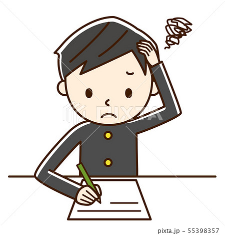 勉強　男子生徒　頭を抱える 55398357