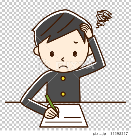 勉強　男子生徒　頭を抱える 55398357