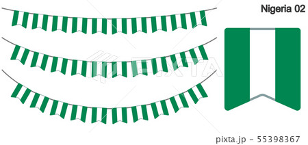 ナイジェリアの国旗のガーラーンド　ベクターデータ（bunting garland）