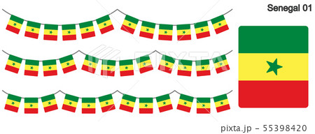 セネガルの国旗のガーラーンド　ベクターデータ（bunting garland）