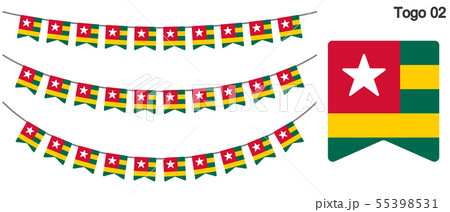 トーゴの国旗のガーラーンド　ベクターデータ（bunting garland）