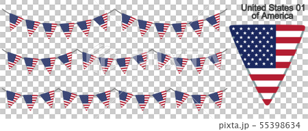 アメリカの国旗のガーラーンド ベクターデータ Bunting Garland のイラスト素材