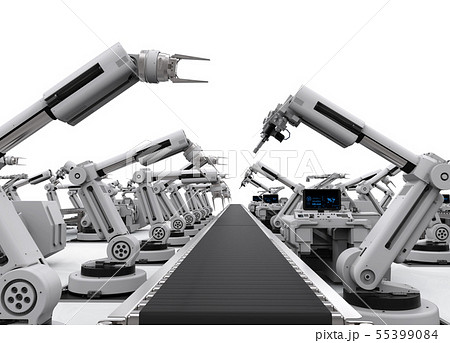 robot arms with conveyor line 55399084