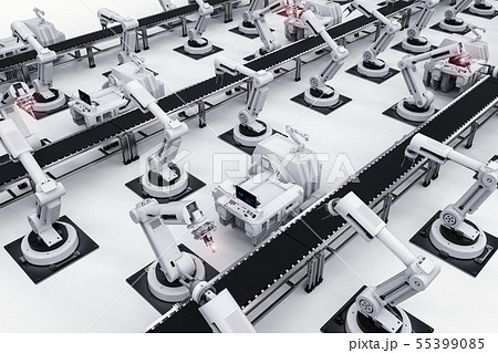 robot arms with conveyor line 55399085
