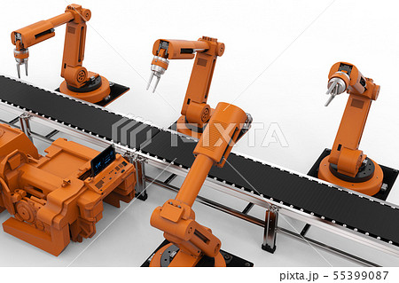 robot arms with conveyor line 55399087