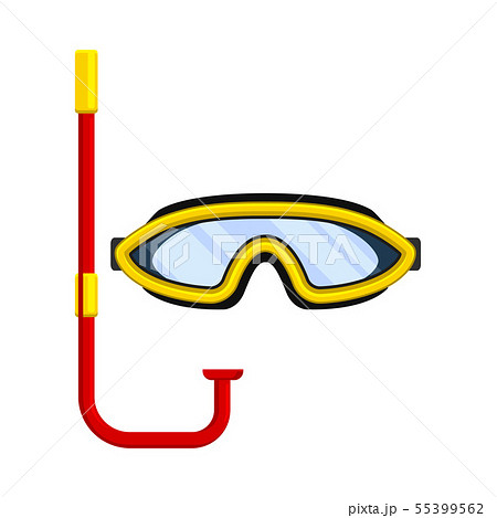 Yellow mask for swimming with a red tube. Vector illustration on white background. Yellow mask for swimming with a red tube. Vector illustration on white background. 55399562