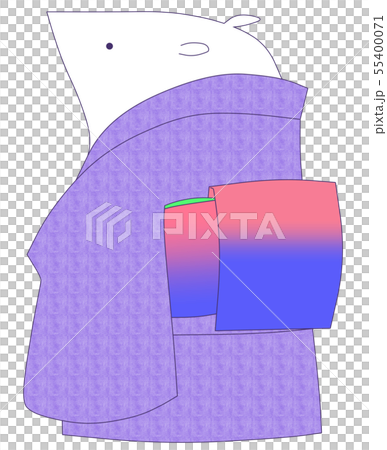 和装のねずみの後ろ姿 紫 のイラスト素材