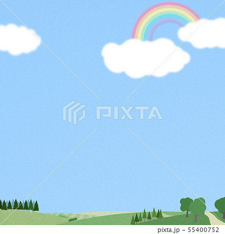 背景 空 雲 虹 風景のイラスト素材