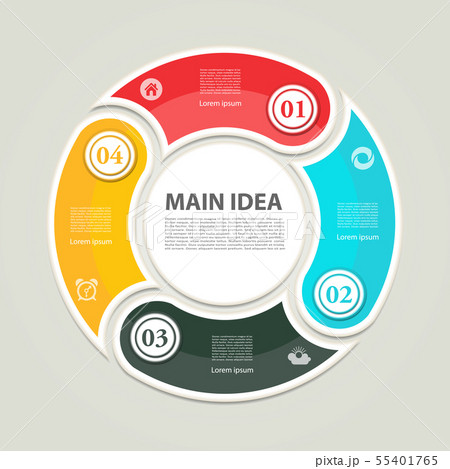 Cyclic diagram with four steps and icons. eps 10 Cyclic diagram with four steps and icons. eps 10 55401765