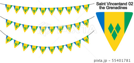 セントビンセント・グレナディーンの国旗のガーラーンド　ベクターデータ（bunting garland 55401781