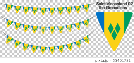 セントビンセント・グレナディーンの国旗のガーラーンド　ベクターデータ（bunting garland 55401781