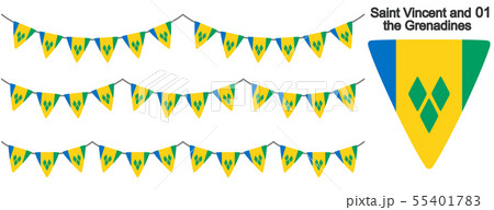 セントビンセント・グレナディーンの国旗のガーラーンド　ベクターデータ（bunting garland 55401783