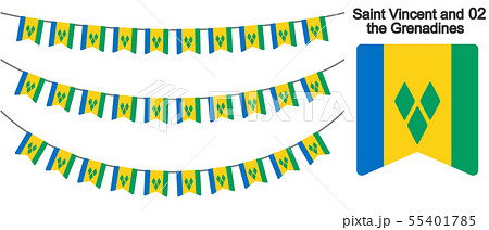 セントビンセント・グレナディーンの国旗のガーラーンド　ベクターデータ（bunting garland