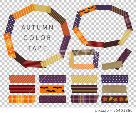 秋色のマスキングテープフレームのイラスト素材