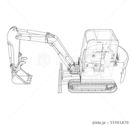 Sketch of Small Treactor with Actor. Vector Sketch of Small Treactor with Actor. Vector 55401870