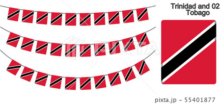 トリニダード・トバゴの国旗のガーラーンド　ベクターデータ（bunting garland）