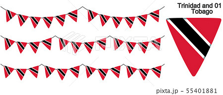 トリニダード・トバゴの国旗のガーラーンド　ベクターデータ（bunting garland）