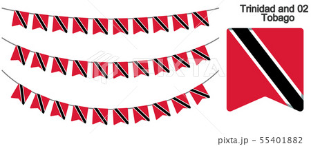 トリニダード・トバゴの国旗のガーラーンド　ベクターデータ（bunting garland）