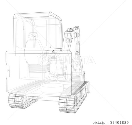 Sketch of Small Treactor with Actor. Vector Sketch of Small Treactor with Actor. Vector 55401889
