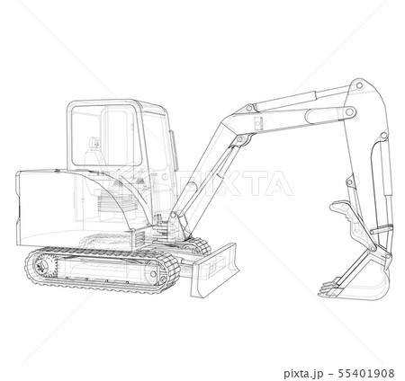 Sketch of Small Treactor with Actor. Vector Sketch of Small Treactor with Actor. Vector 55401908