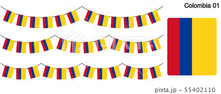 コロンビアの国旗のガーラーンド　ベクターデータ（bunting garland）