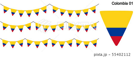 コロンビアの国旗のガーラーンド　ベクターデータ（bunting garland）
