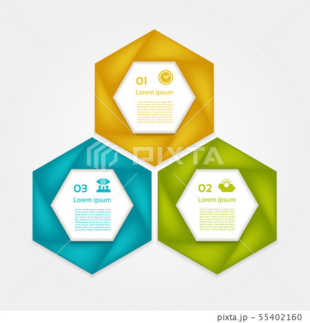 Cyclic diagram with three steps and icons. Cyclic diagram with three steps and icons. 55402160