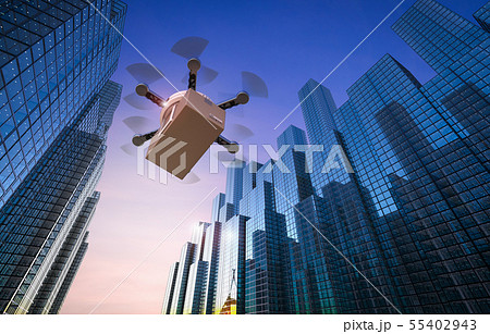 delivery drone flying in city 55402943