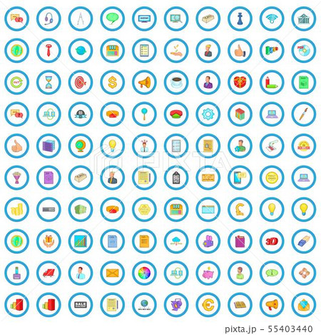 100 viral marketing icons set, cartoon style 55403440