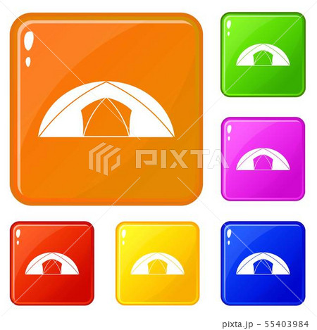 Dome tent for camping icons set vector color Dome tent for camping icons set vector color 55403984