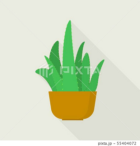 Home Aloe Pot Icon Flat Styleのイラスト素材