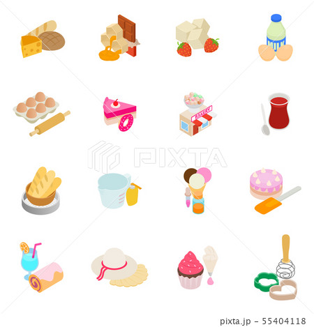 Baker icons set, isometric style Baker icons set, isometric style 55404118