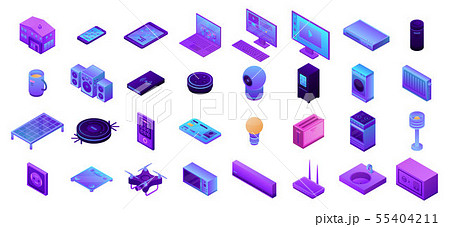 Smart home icons set, isometric style 55404211