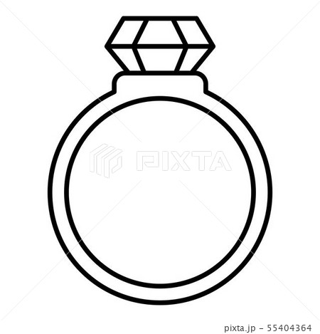 Silver Ring With Ruby Icon Outline Styleのイラスト素材