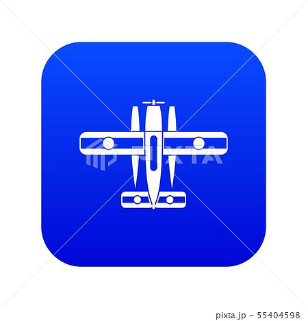 Ski equipped airplane icon digital blue 55404598
